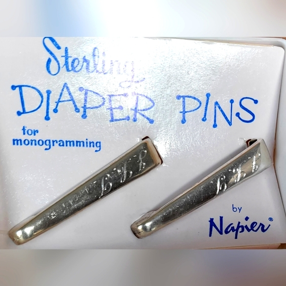 VTG-Sterling Diaper Pins For Monogramming By Napier In The Original Box-… - Picture 5 of 16